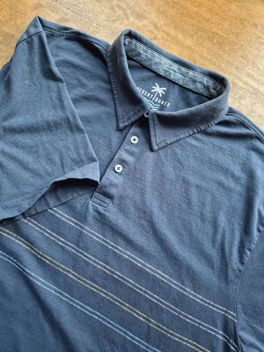 Desert Dunes Mens Polo XXL Navy The Good Life Cotton Chest Stripes Logo